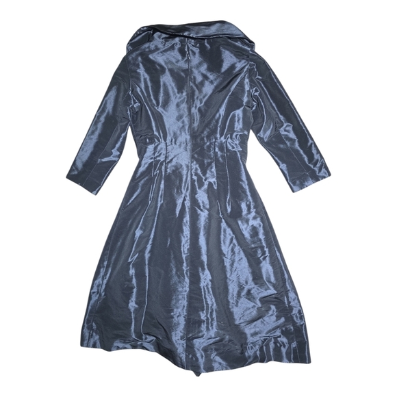 Rickie Freeman for Teri Jon Blue Cocktail Dress with 3/4 Sleeves and V-Neck - Picture 6 of 6